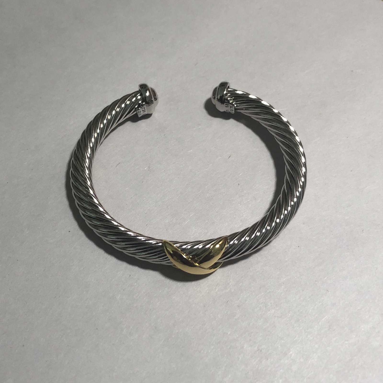 Vintage Cable Cuff Bracelet With Gold X 7MM