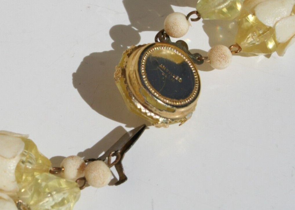 Vtg West Germany Necklace Signed Double Strand Acrylic Plastic Lucite Flowers