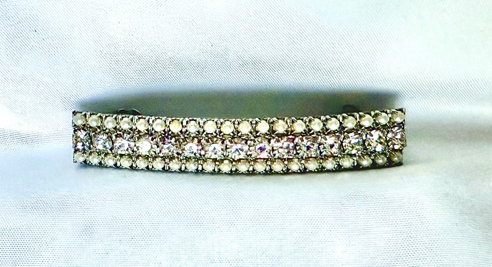Creamy Pearls & Crystal Rhinestone Diamonds Vintage 3″ Hair Pin