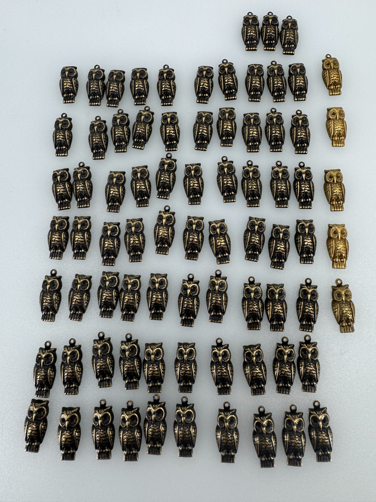 Large Lot Owl Silver And Gold Toned Jewelry Finding Stamping