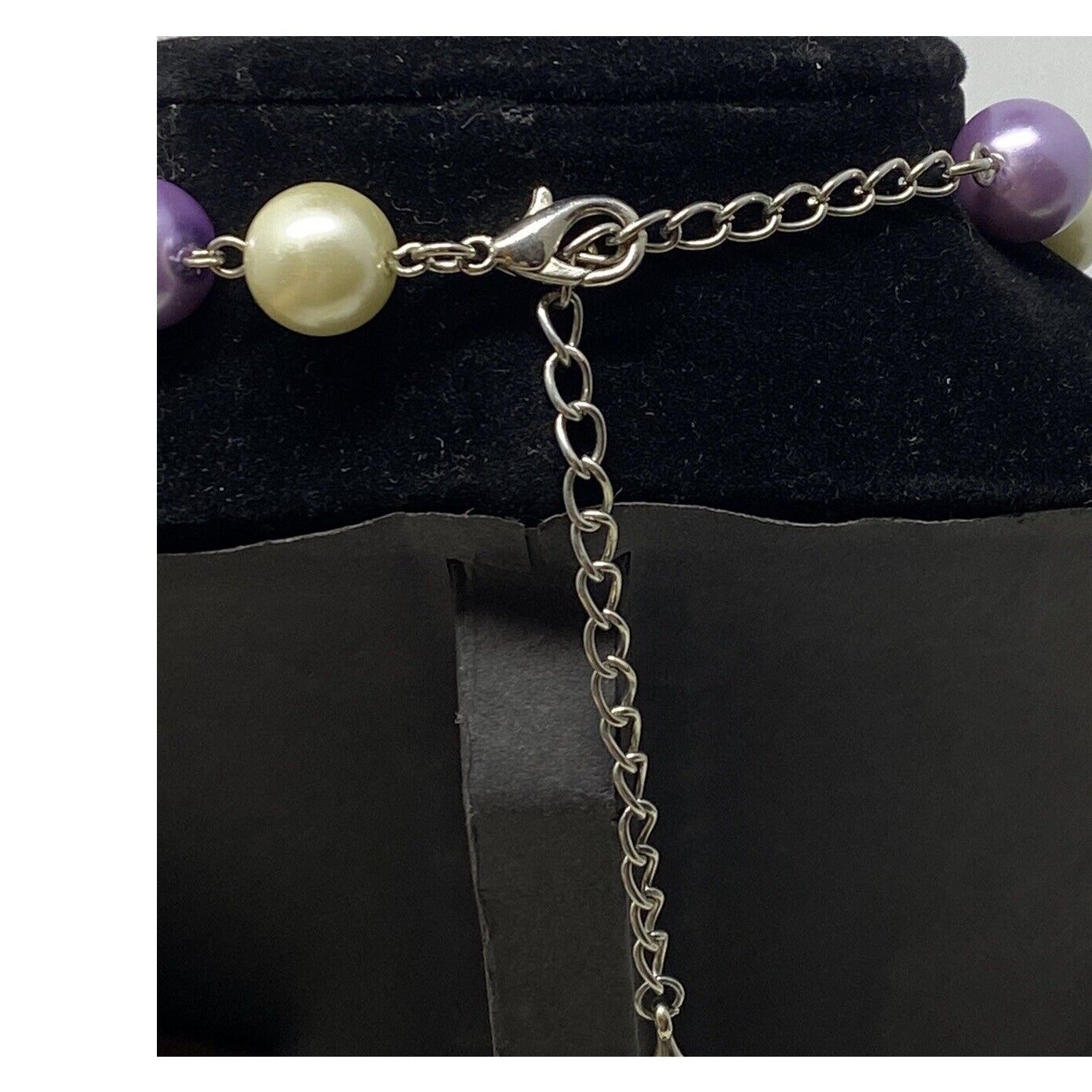 Vintage Pastel Faux Pearl Double Strand Necklace Pink Purple Romantic
