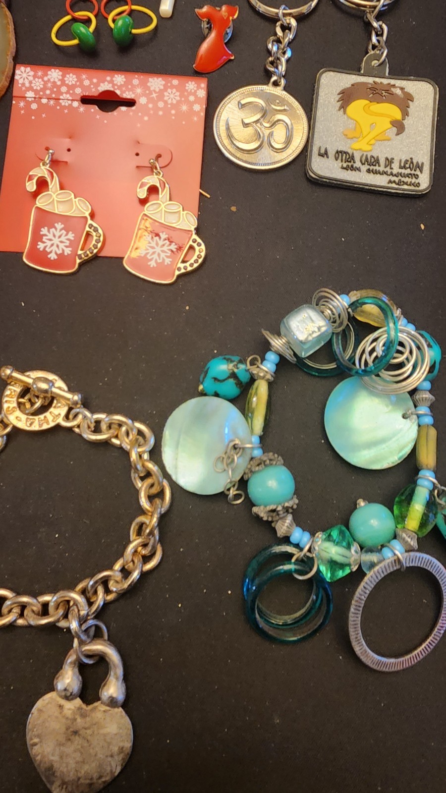 Lot #39 of random estate sale jewelry, earrings, necklace, pins, pendants, other