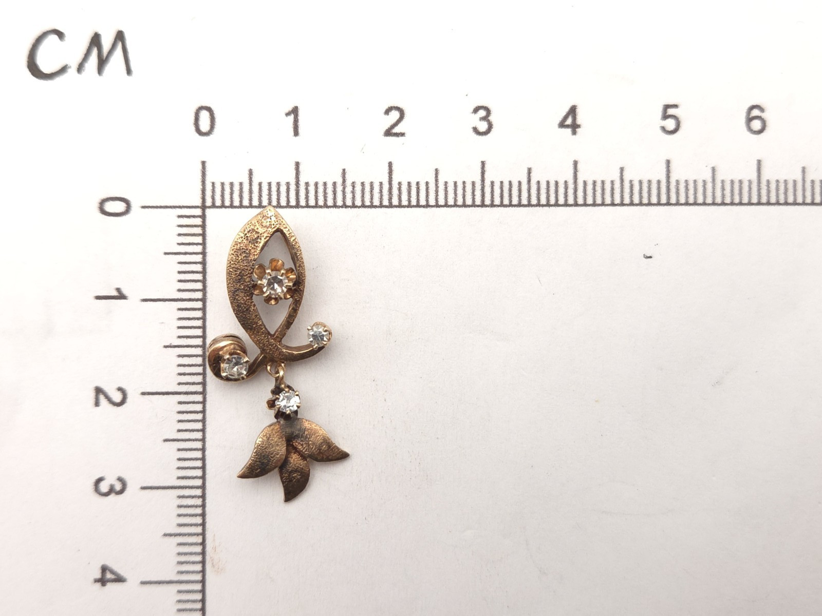 Vintage Antique Victorian 14K Solid Gold Multiple Diamond Leaf Dangle Pendant