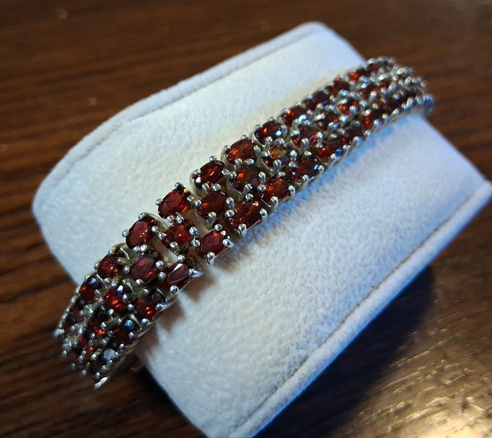 Vintage 1990s Sterling Garnet CZ Tennis Bracelet 37grams See Pics/Description