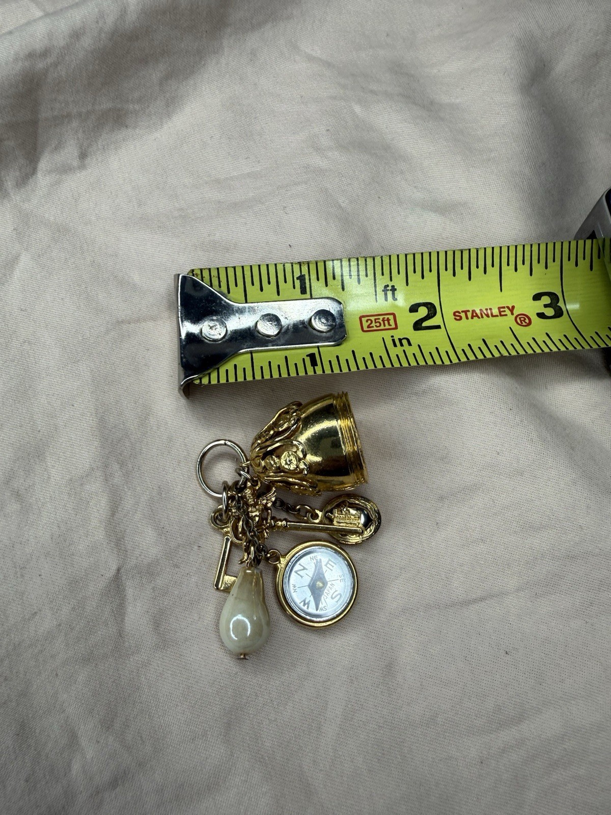 Vintage Multiple Charm Gold Tone Pendant With Some Wear On Gold Tone