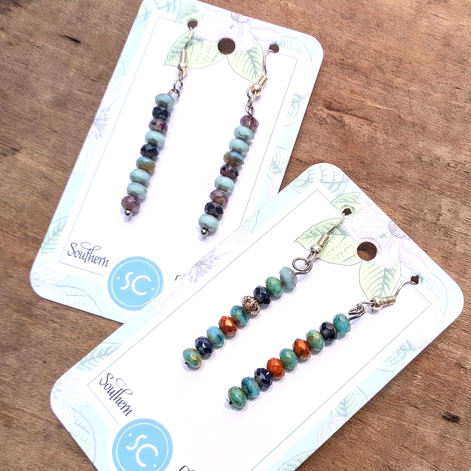 Czech glass Faceted Dangle Hook Earrings Southern Charm Dyana Whimsy Eclectic
