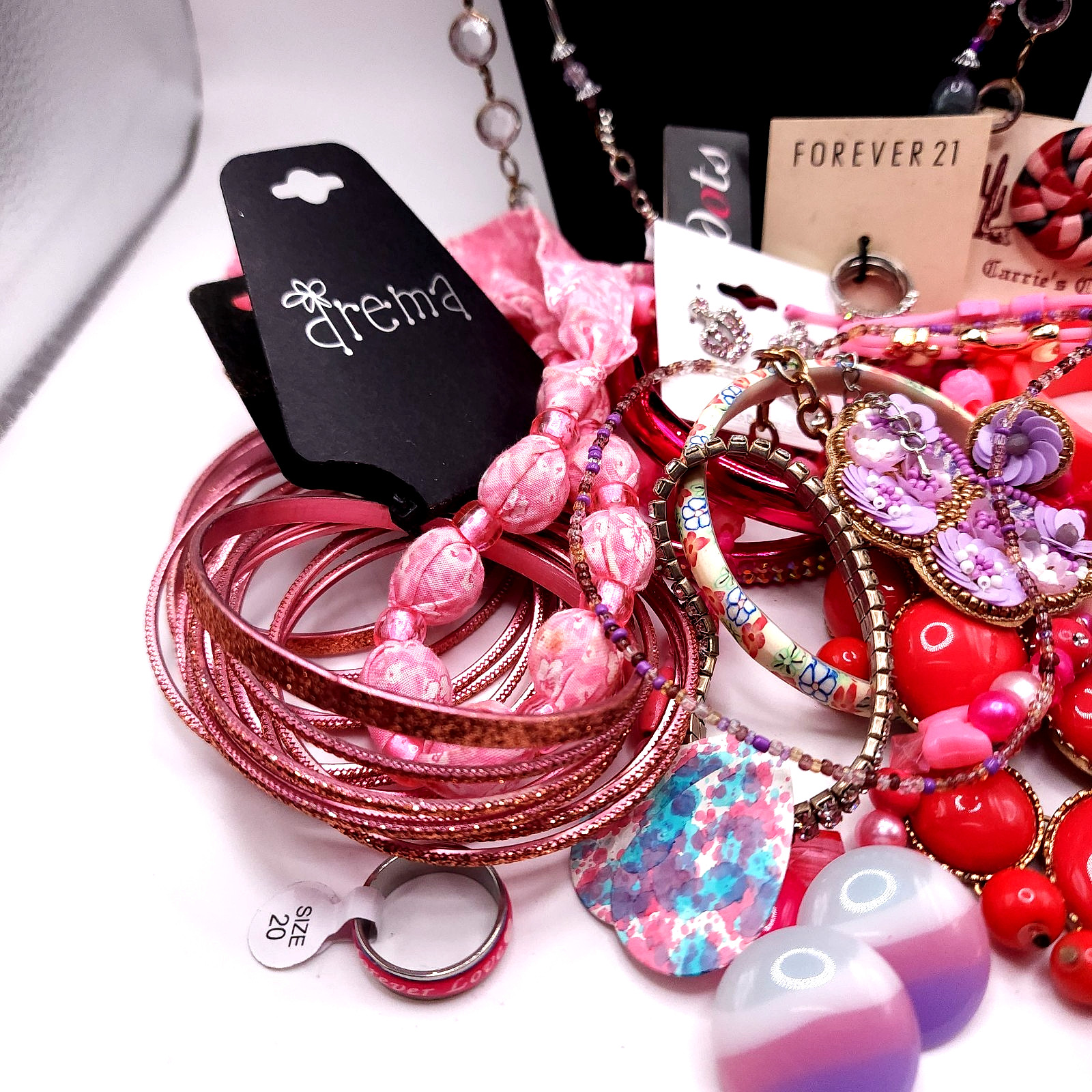 Pink Hue Estate Jewelry Bundle 1lb Mixed Fashion Jewelry Vintage Resale Lot