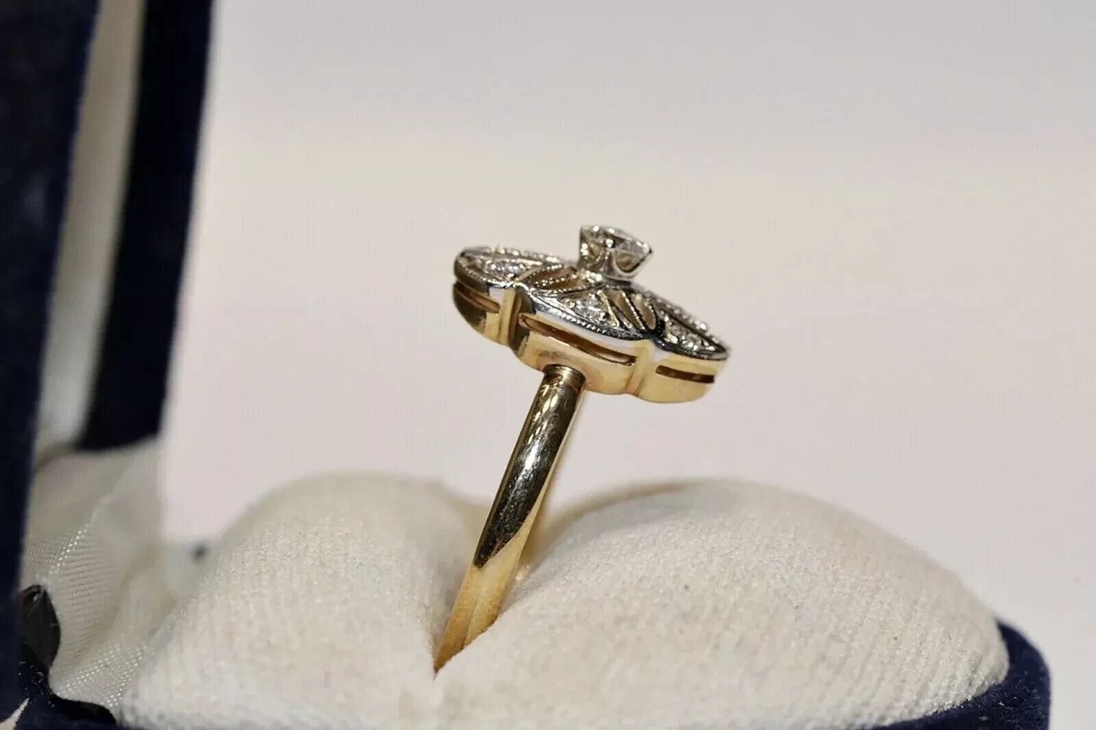 Art Deco Style Lab Created Diamond Filigree Floral 14K White Gold FN Gift Ring