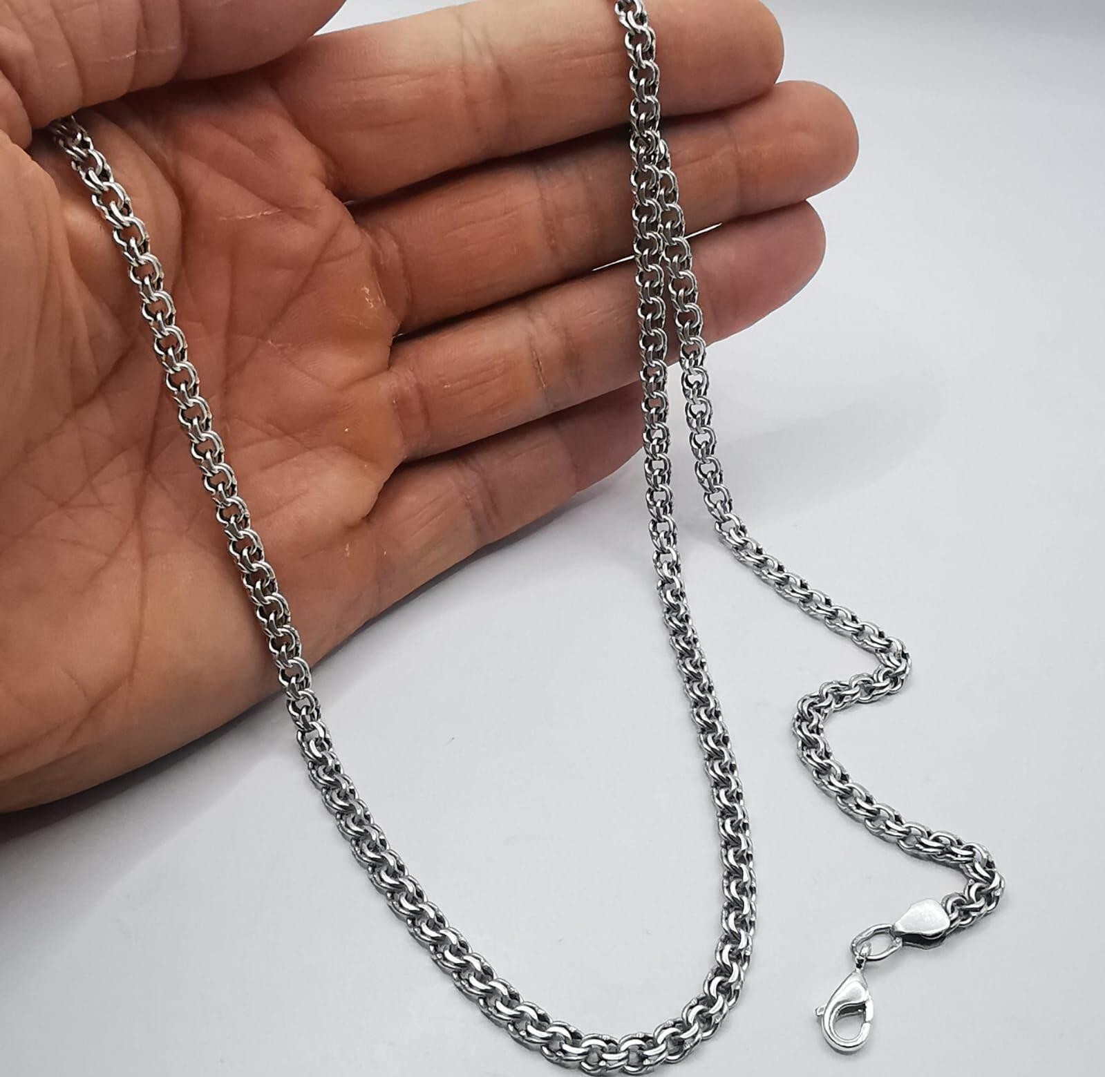 Vintage Sterling Silver 925 Signed Chain Necklace, 20.67g, 24.41″ Adult Unisex