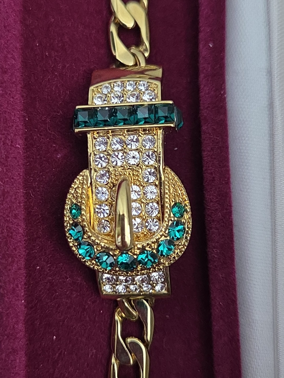 Camrose & Kross Jacqueline Kennedy JBK Emerald & Crystal 8″ Buckle Bracelet