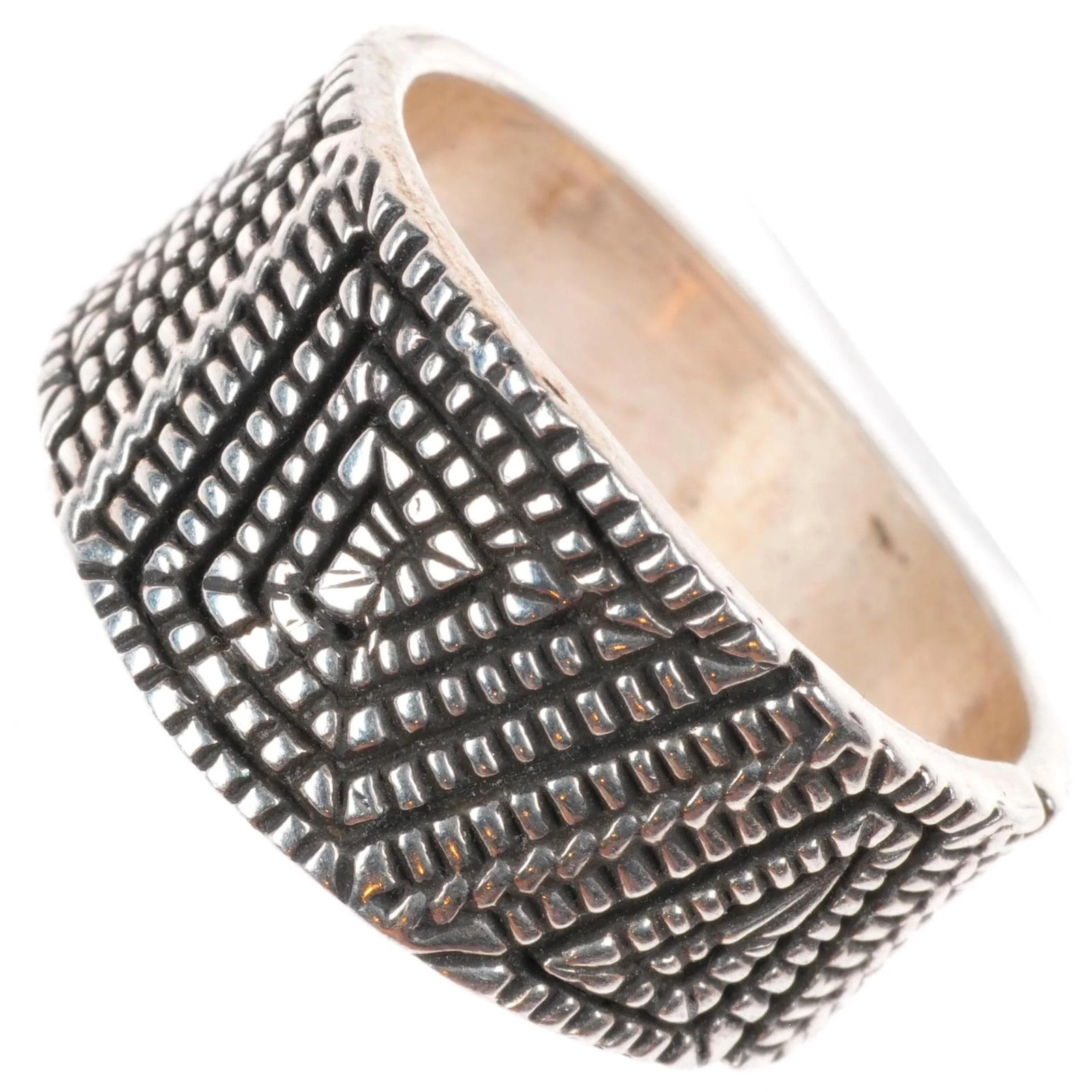 sz8.75 Elgin Tom Navajo sterling silver tapered band ring Maize/corn design