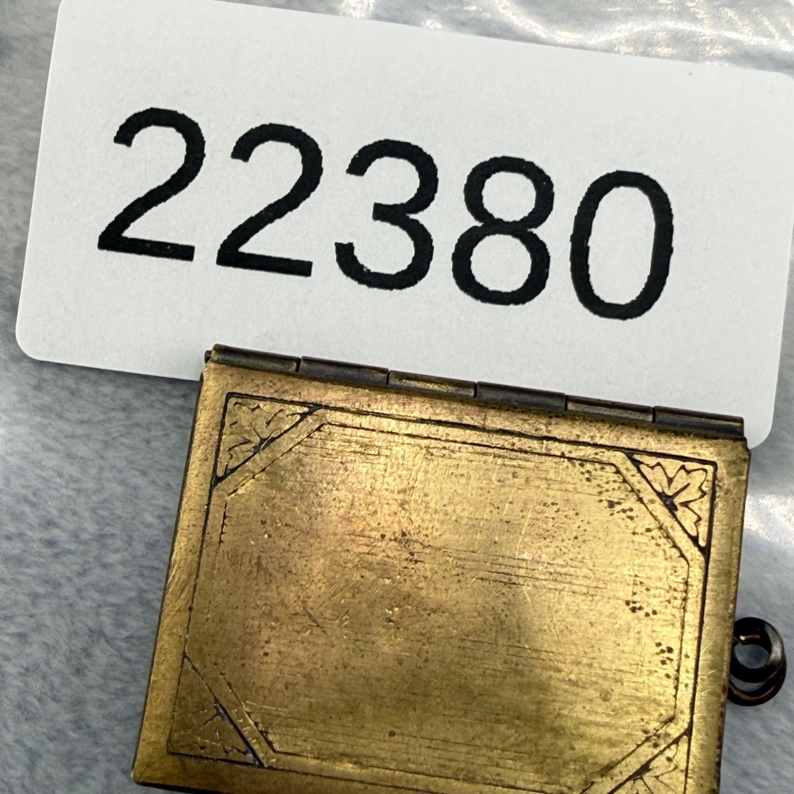 Vintage Locket Pendant Rectangle Book Gold Tone Photo
