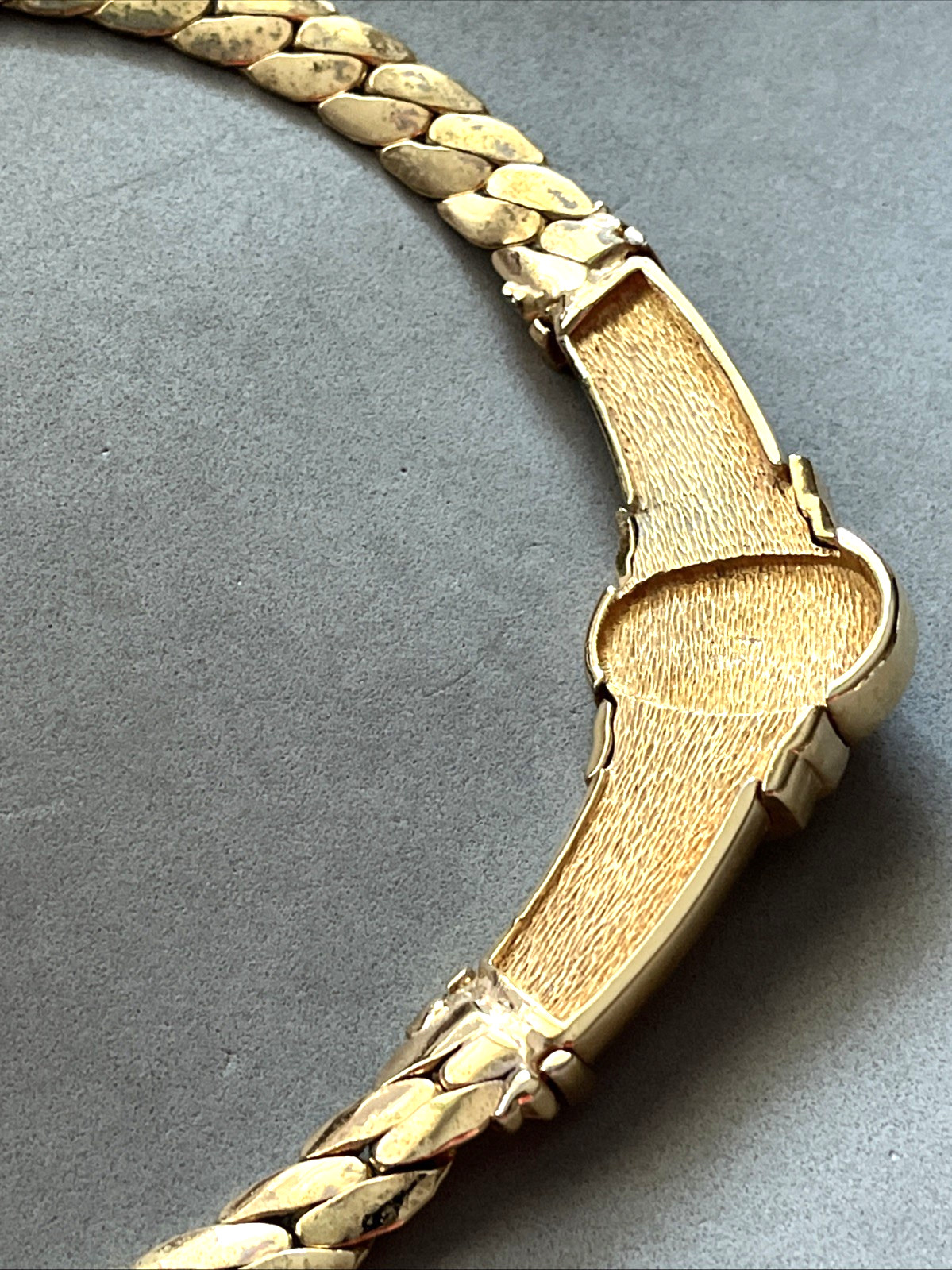 Vintage CHRISTIAN DIOR Rhinestone Oval Faux Pearl Collar Gold Tone Necklace
