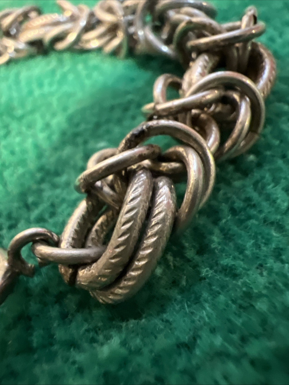 Vintage Multi Link Chainmail Silver Tone Charm Bracelet 7.75”