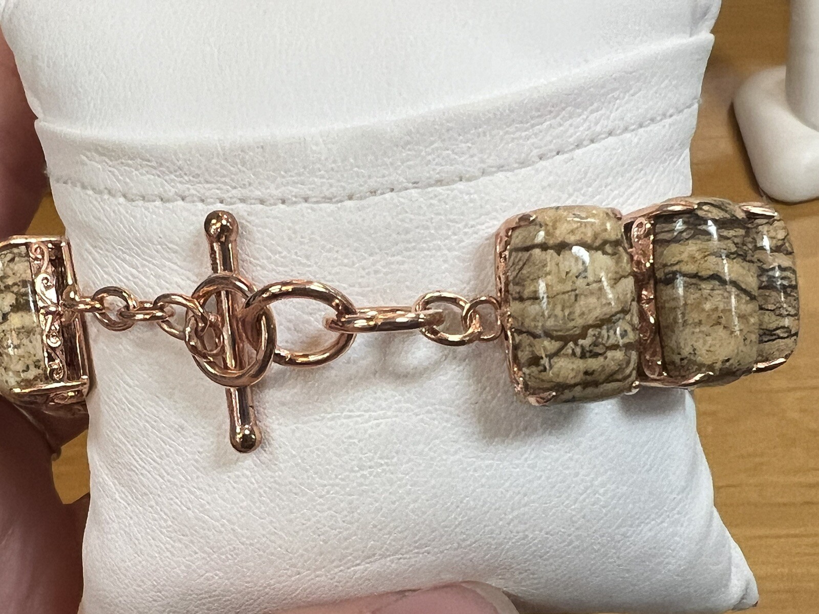 Jasper Signed JZ Tennis Bracelet And Ring Set Matching Rose Gold Tone Plated