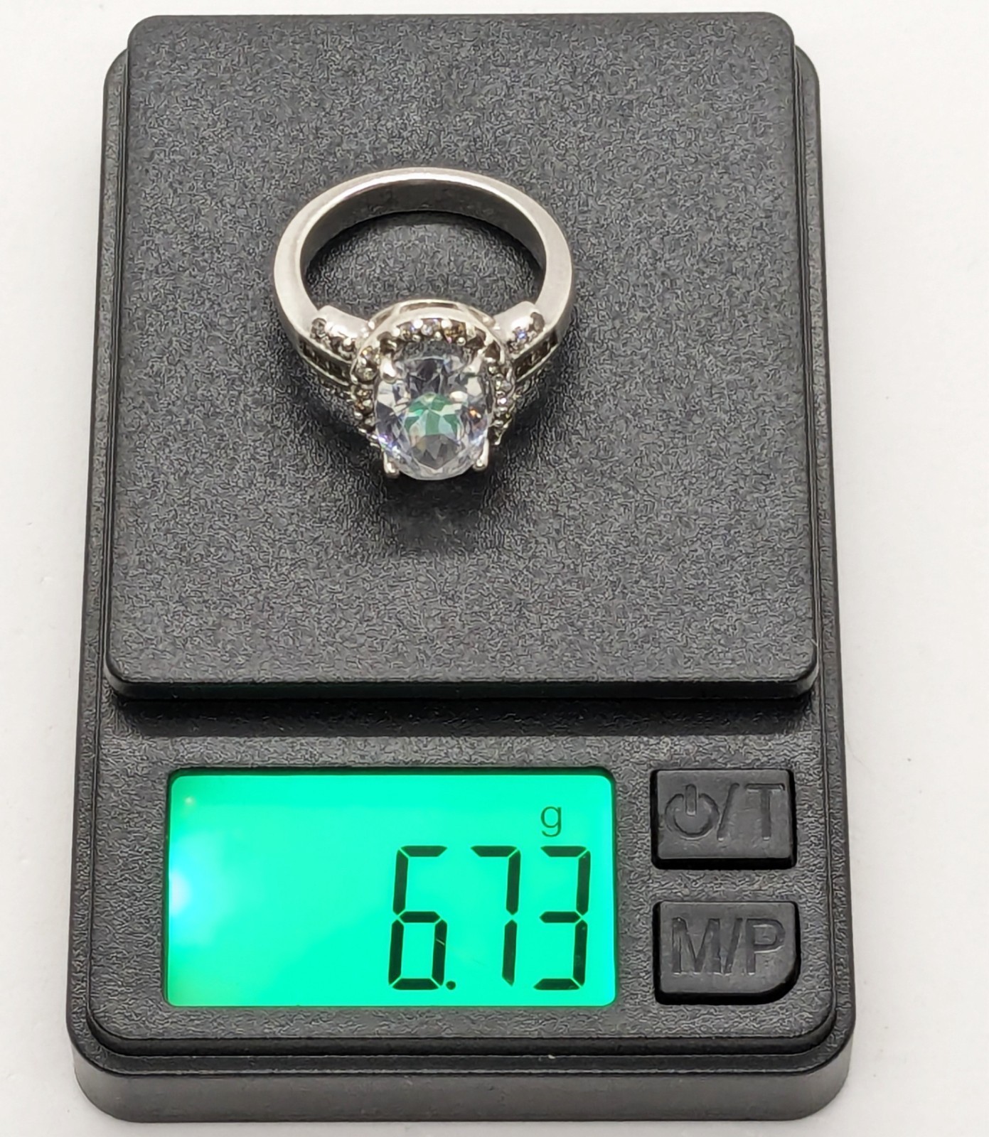 Vintage Elegant RING Silver 925 with Big Bright Stone -size: 8.25US (18mm) | #91