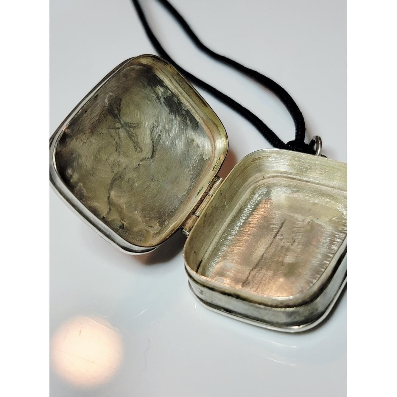 Antique Sterling Silver Pill Box Pendant Engraved Floral Keepsake Locket