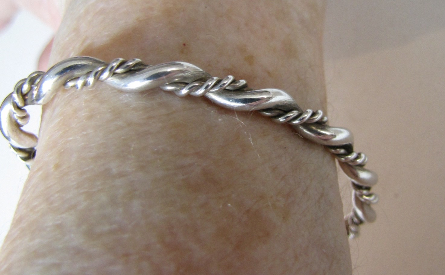 Vintage Sterling Silver Cuff Bracelet Minimalist Southwest Stackable Twist Rope