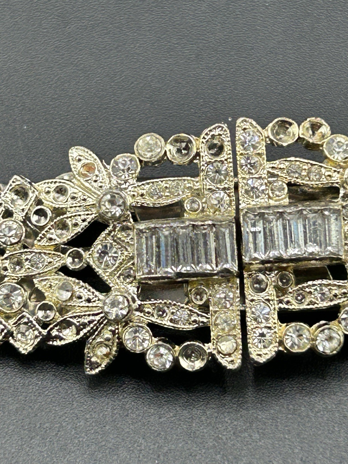 Pat Pend AT180112 Clear Rhinestones Duette Brooch Dress Clips (Missing Stones)
