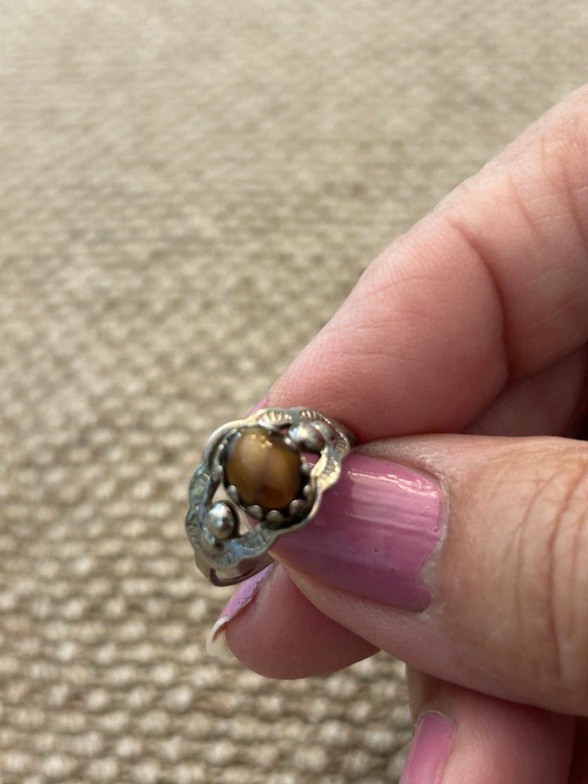 Tiger Eye Gemstone Ring Sterling Silver Ring~Designer Sz 6 Jewelry-Gift For Her