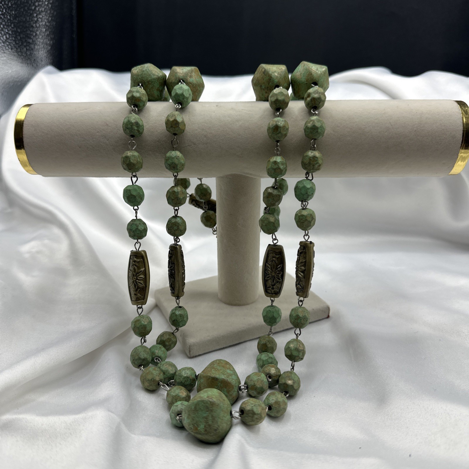 Vtg Handcrafted Extra Long Painted Beads Necklace. It’s 36” Long. See pics.
