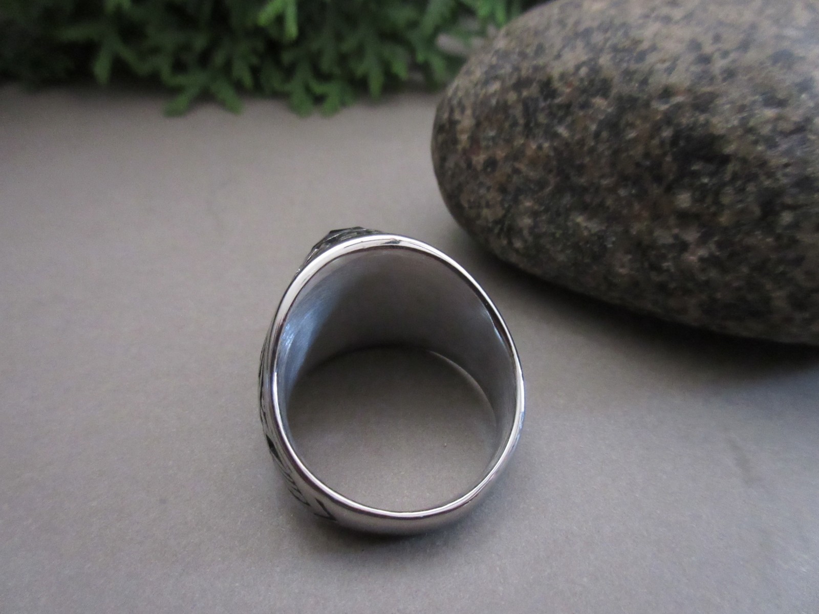 US Army Black Stone Silver Tone Men’s Ring Size 13