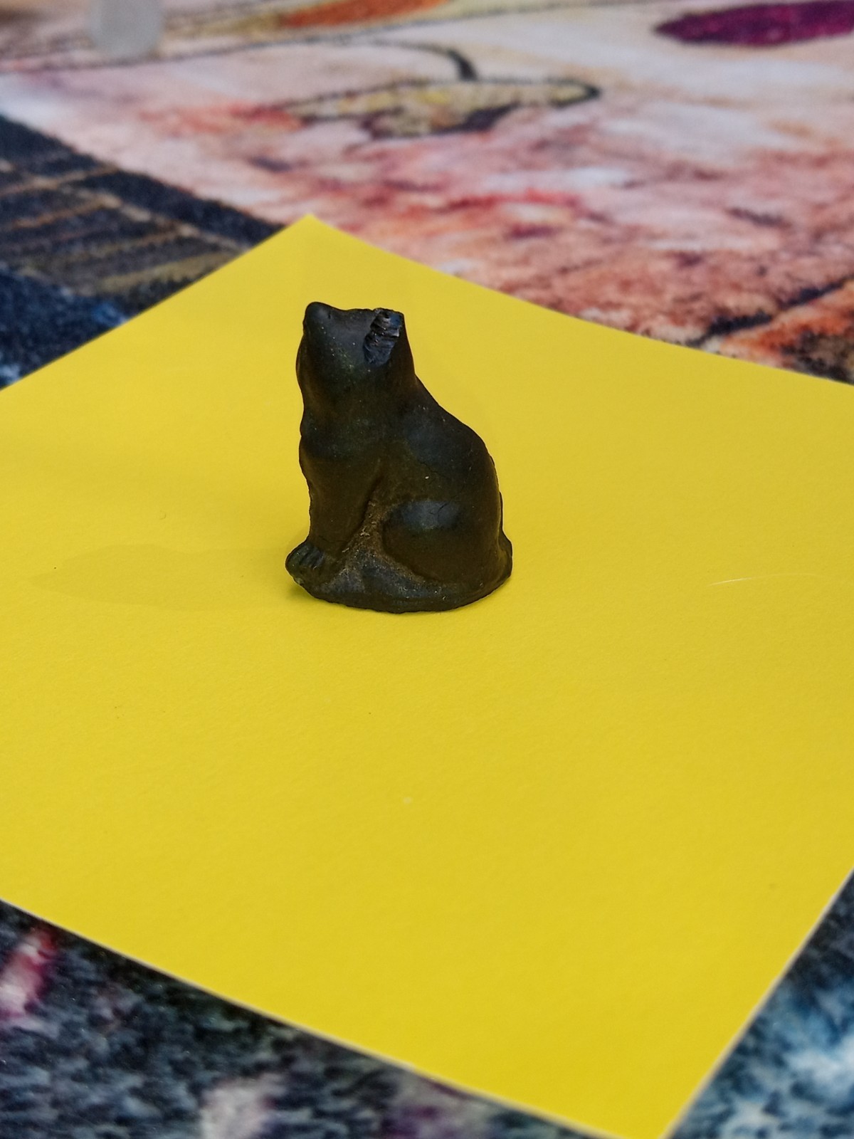 Antique, Vintage, Czech Black Cat Cracker Jack Glass Charm, Prize, 1″