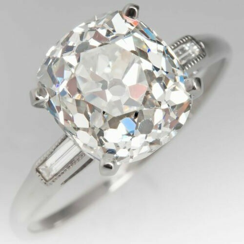 4.50.Ct White Diamond Art Deco Vintage Engagement Ring 925 Sterling Silver