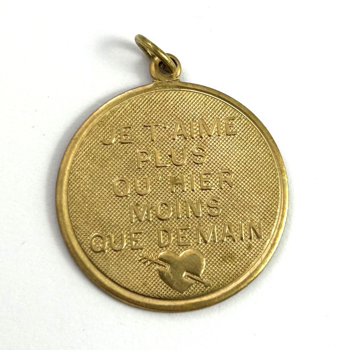 Vintage French Love Charm Necklace Pendant Brass Jewelry – Tarnished As Is