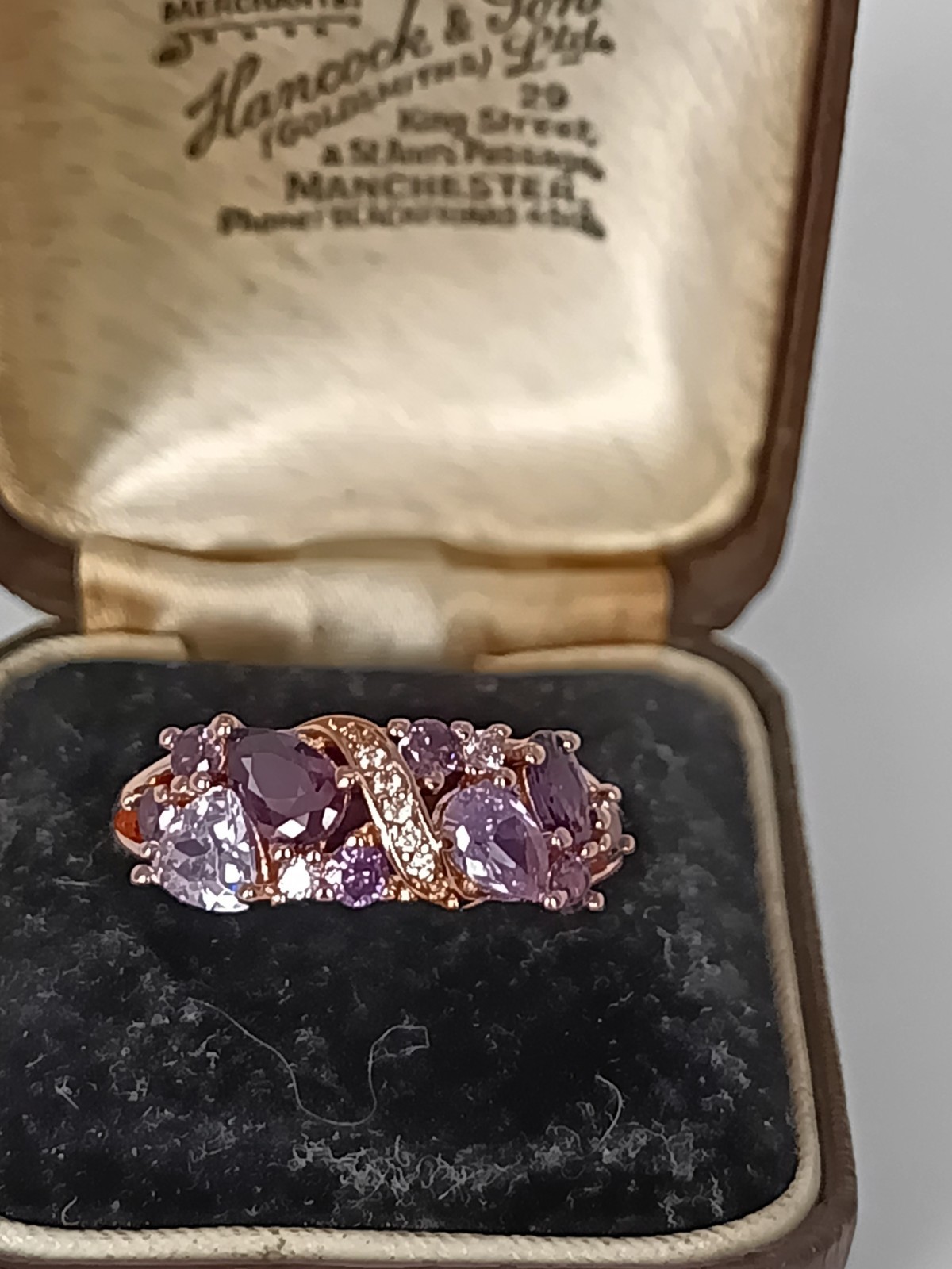 Vintage 1990-s 14 Ct Rolled Gold Amethyst Ring Size UK R US 8.5 – Hallmarked!