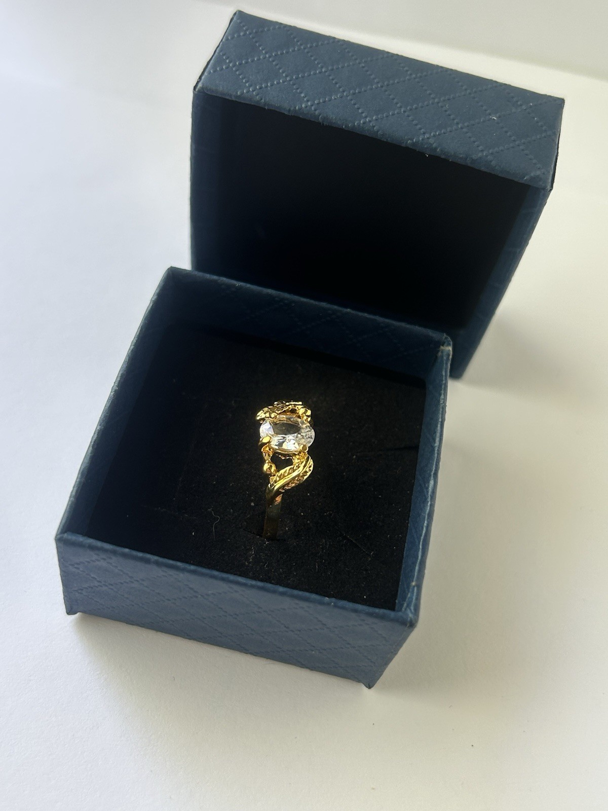 Vintage Clear Cubic Zirconia Ring Gold Plated Womens Size 10