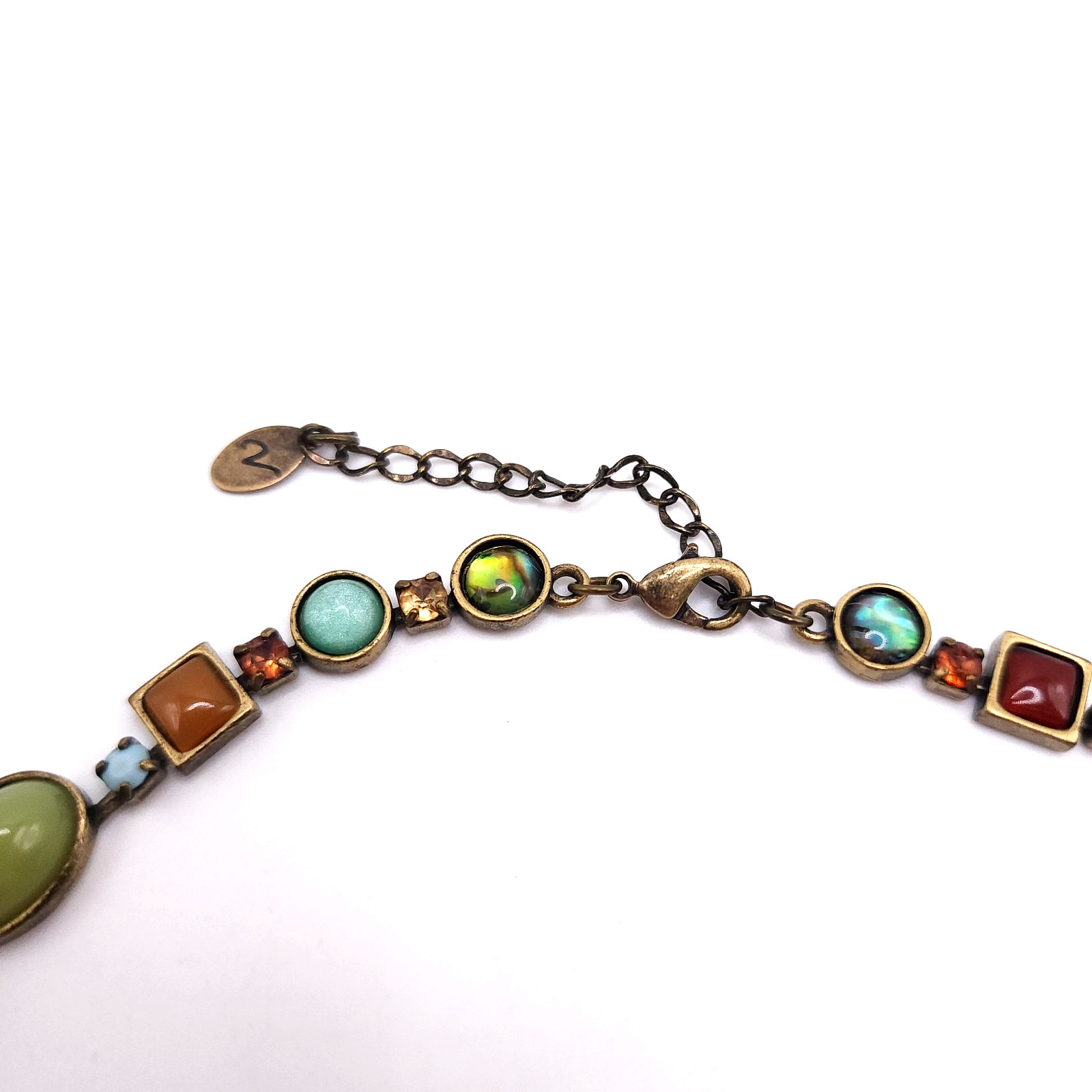 Vida Jewels Necklace Multi Stone Collar Gold Tone Boho Statement Signed 16-18in