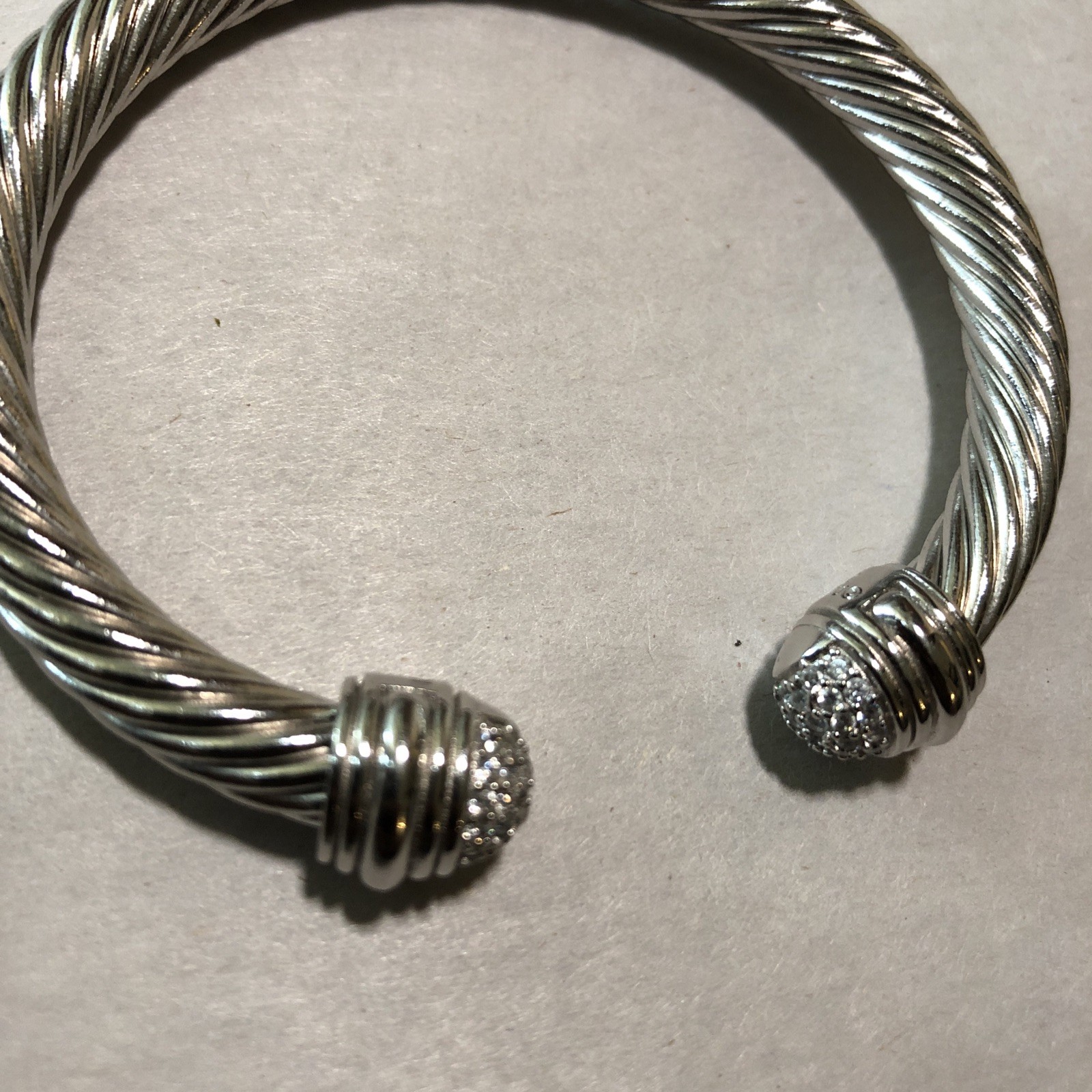 Vintage Cable Cuff Bracelet With Crystals