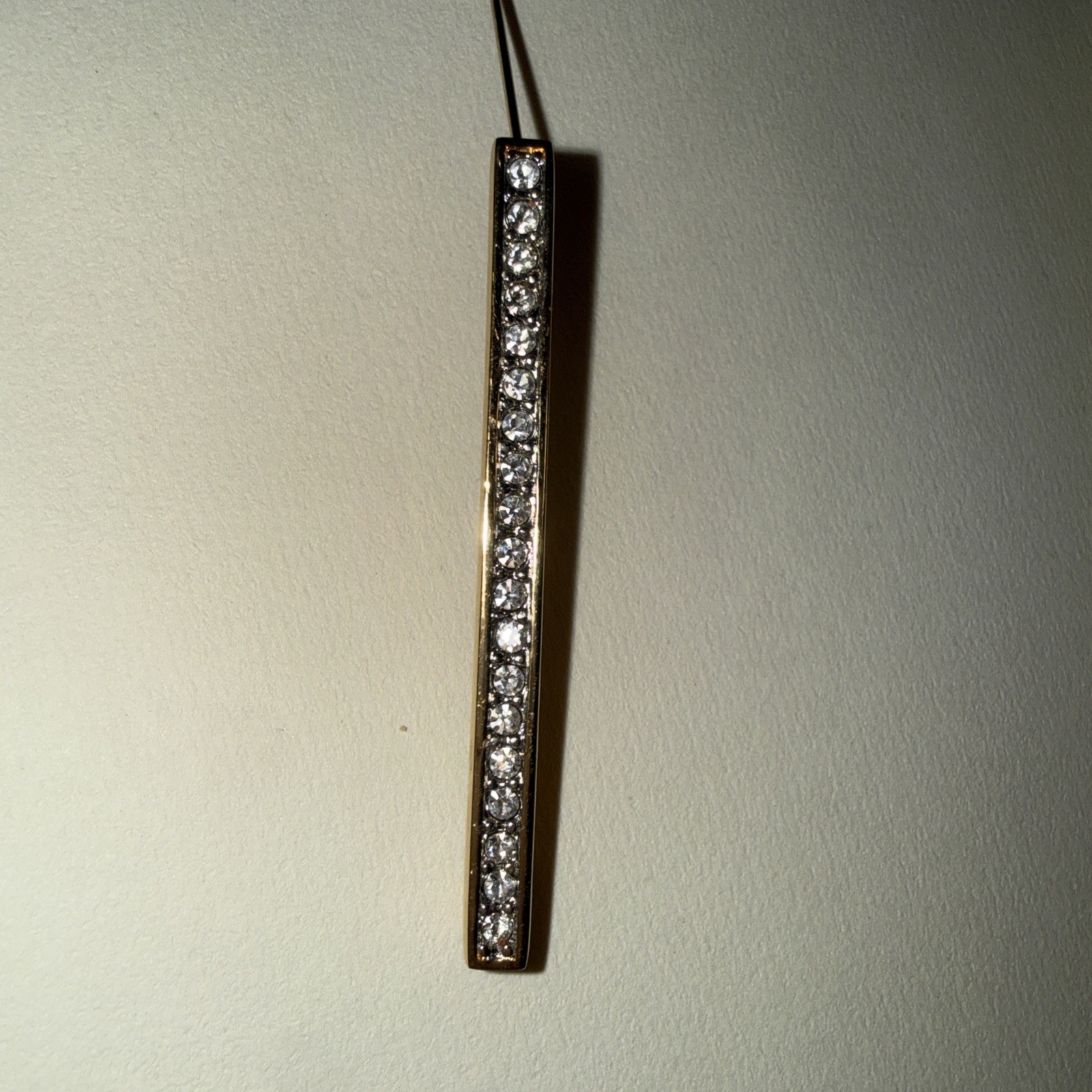Swarovski Vintage Gold-Tone Bar Pin Brooch SAL Stamped Clear Crystals