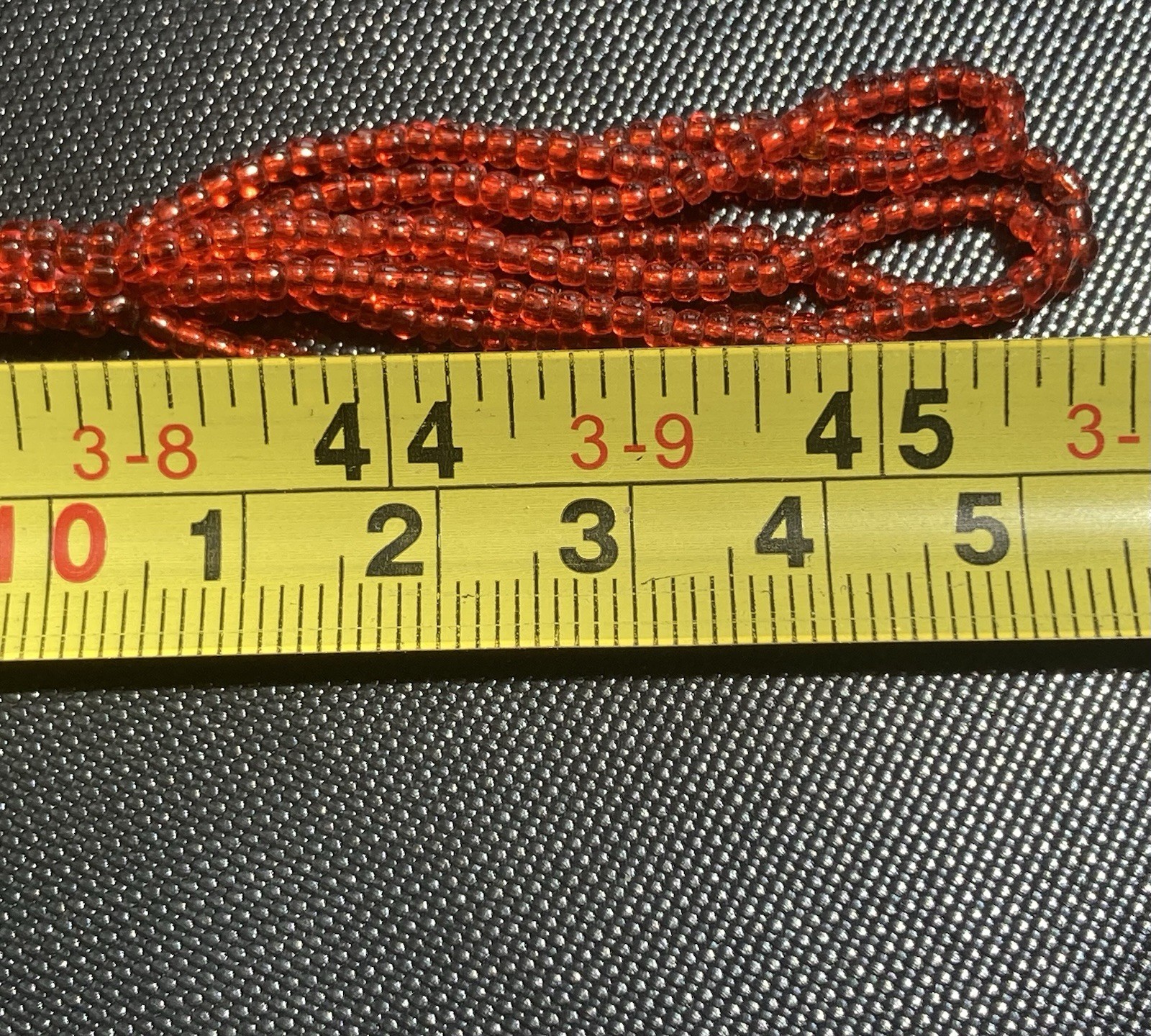 Vintage Lariat Necklace Flapper Red Beaded Tassel 45” Soft Lightweight Easy
