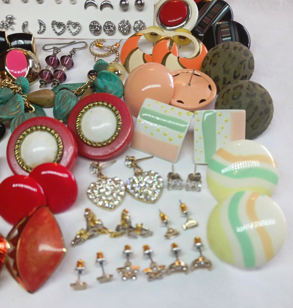 Vintage/Now Junk Drawer Earring Lot 4 – 60 Pairs Mixed Materials All Wearable