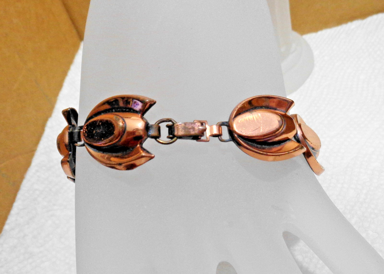 7 inch Vintage Solid Copper Renoir Stylized Tulip Bracelet 11/16″ 20.9 gm