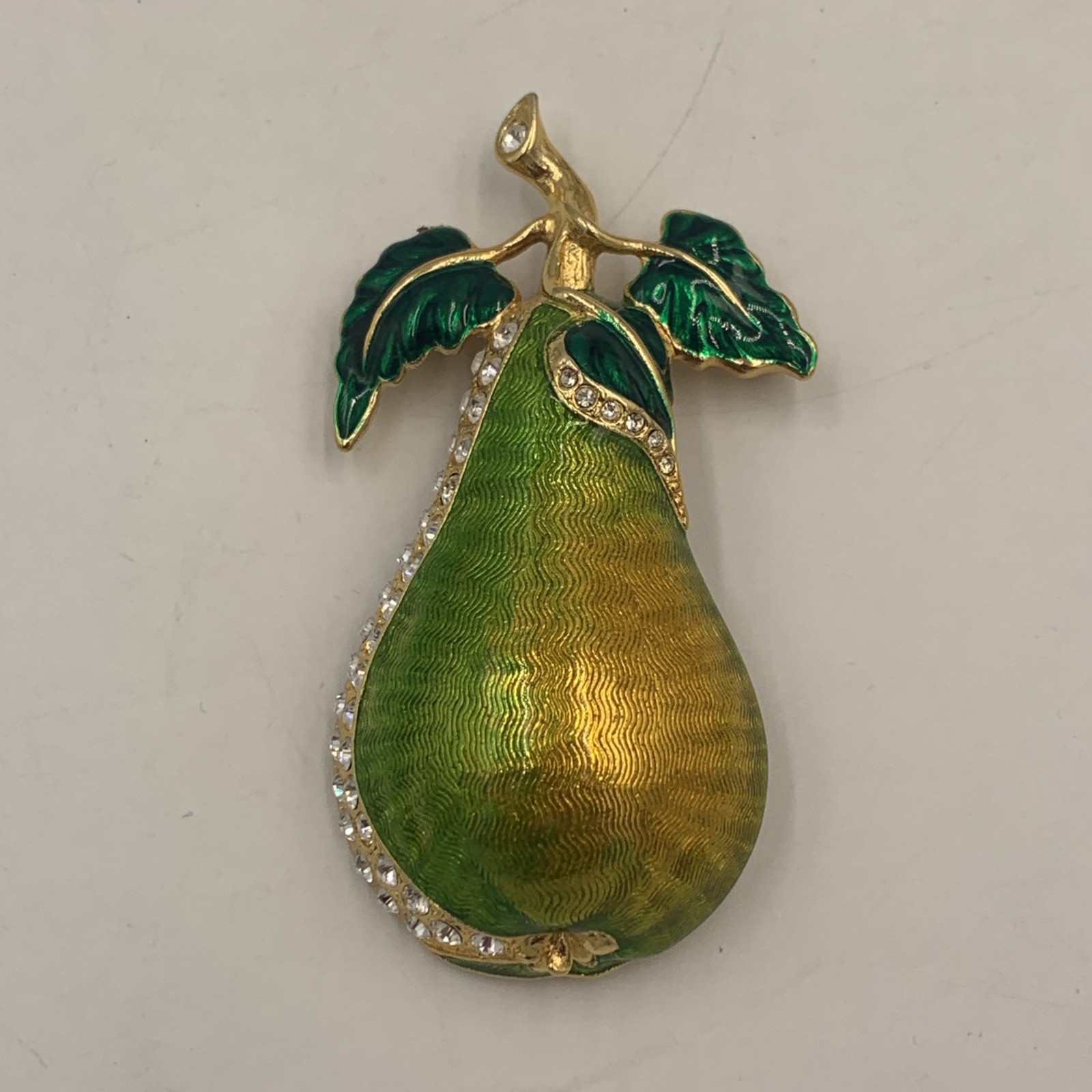 Edgar Berebi Vintage Limited Edition Enamel Rhinestone Pear Pin Brooch