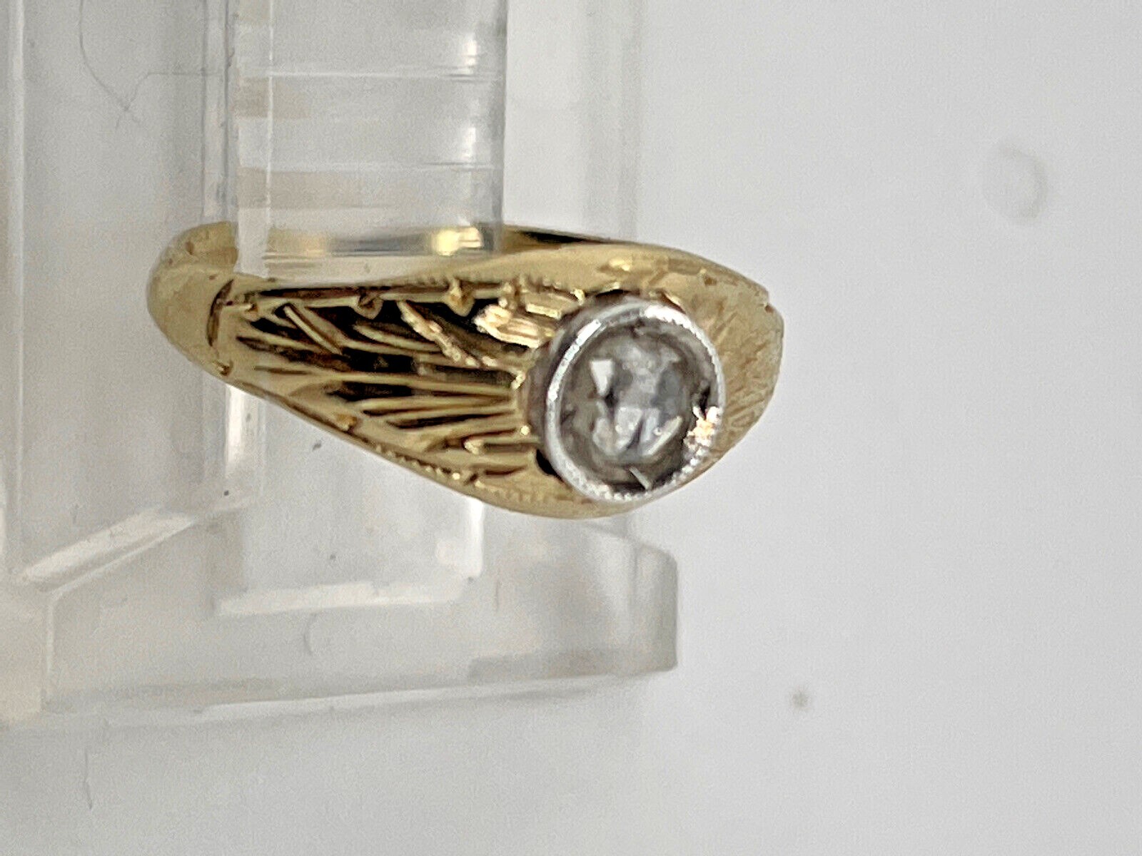 Vintage 14k Yellow Gold .06 Ct Rose Cut Diamond Baby Ring Size 1/2 – 1.4 Grams