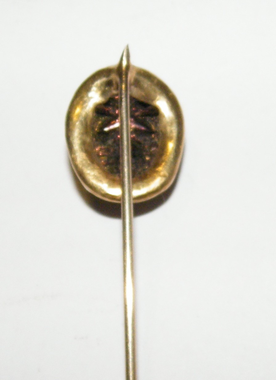 14K Yellow Gold Egyptian Beetle Scarab Iridescent Green Stickpin