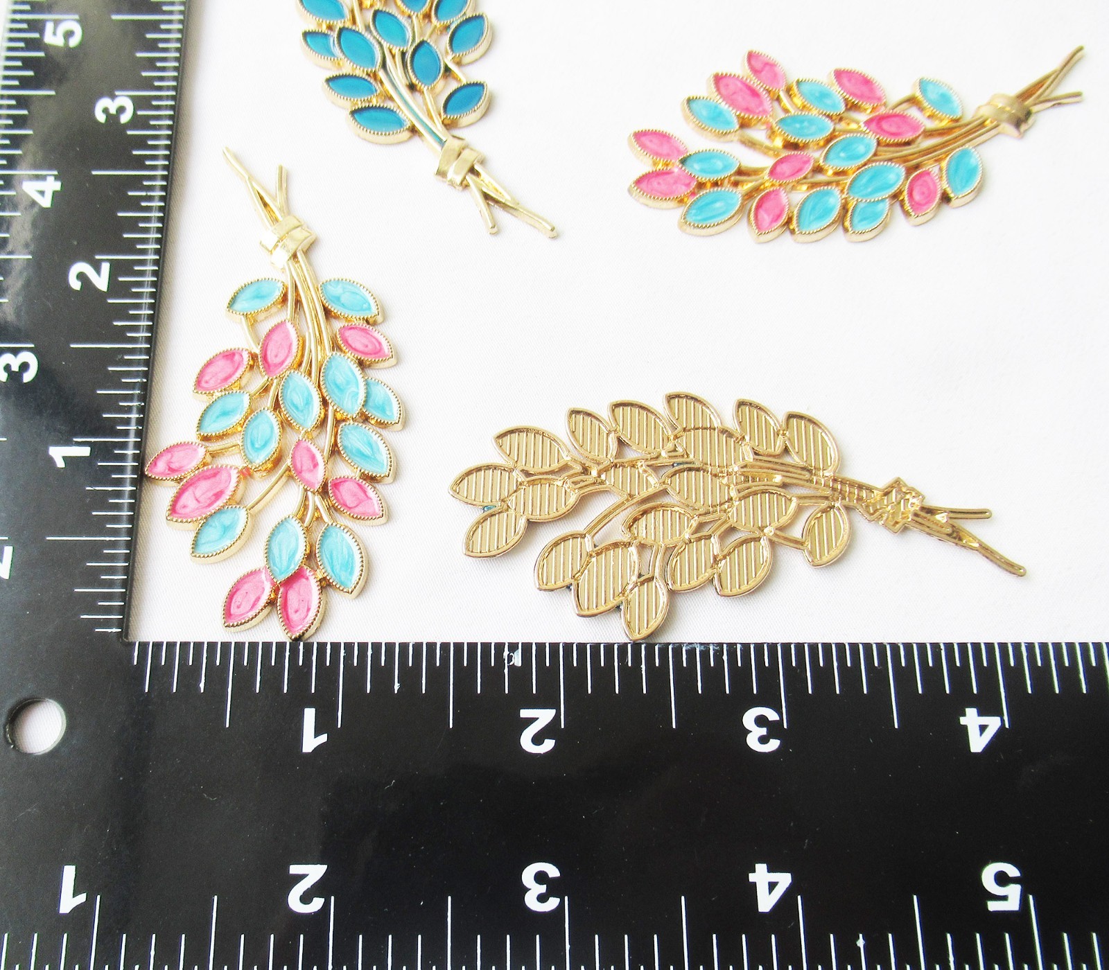 10pcs Bunch of Flowers Enamel Findings 33x70mm Metal Alloy KC Gold Plated