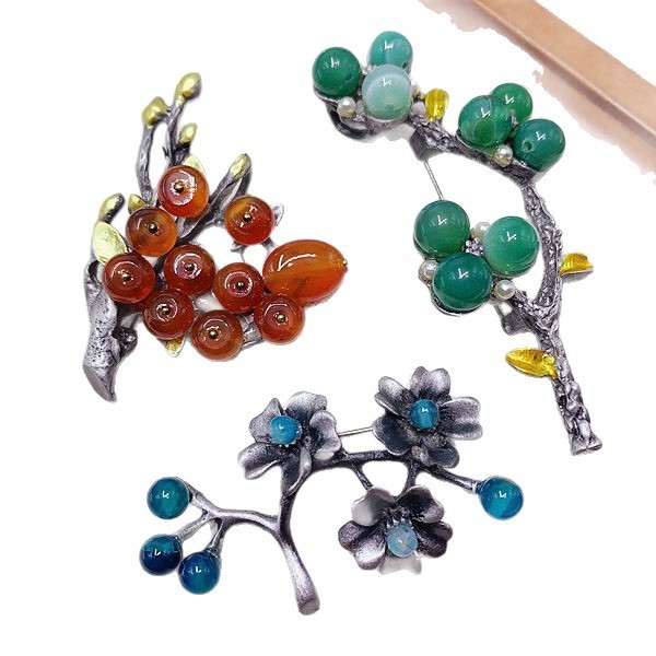 20PCS Elegant Aesthetic Mystic Brooch Random Mixed Natural Stone Jewelry Lot