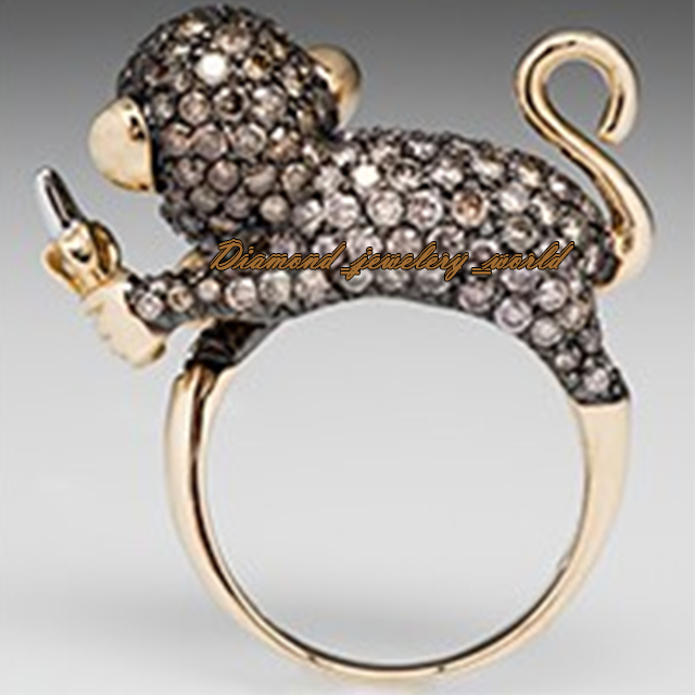 Stunning 5.29ctw Rose Cut Diamond Emerald Silver Victorian Monkey Ring Jewelry