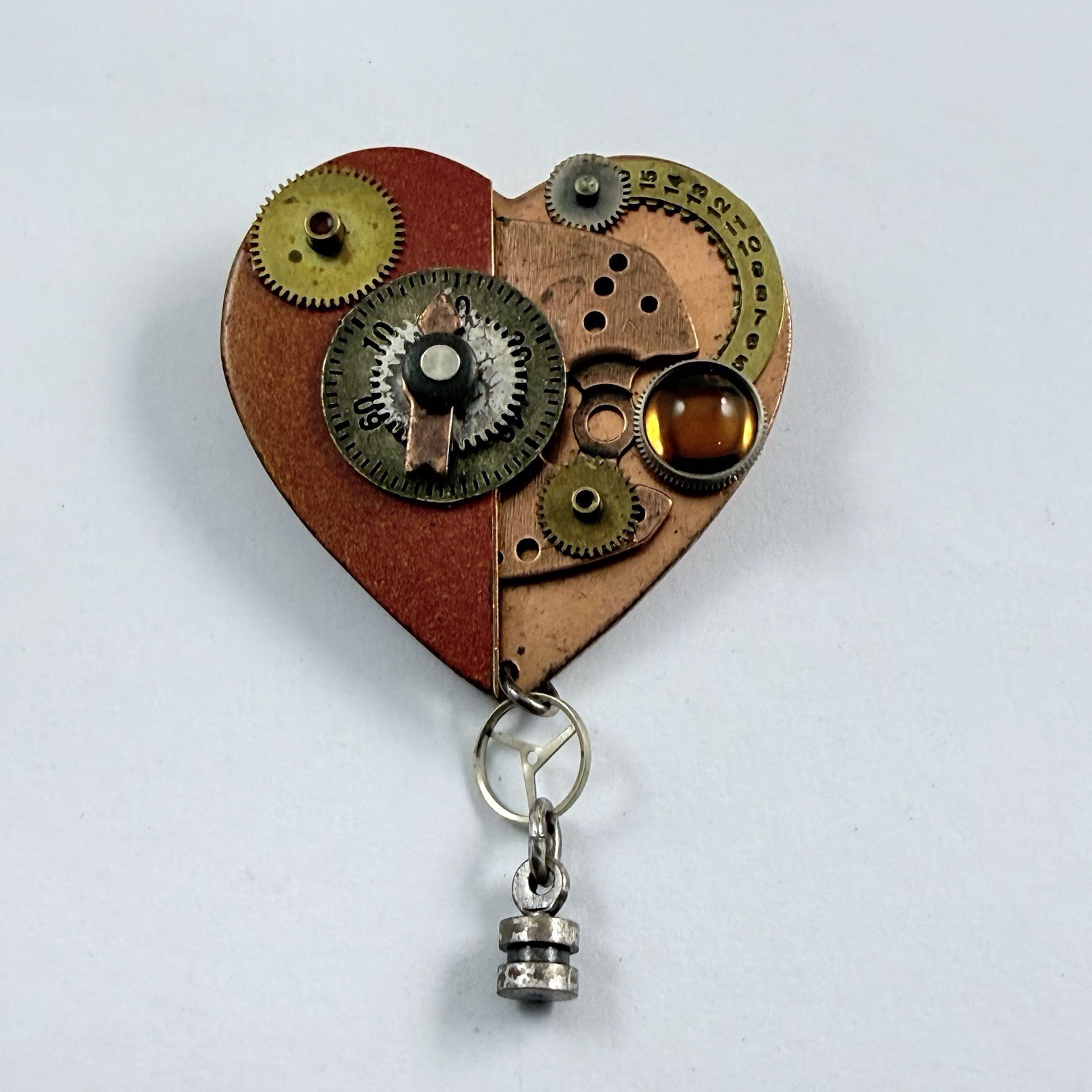Vintage Steampunk Heart Pieces Parts Handcrafted Brooch Love Romance