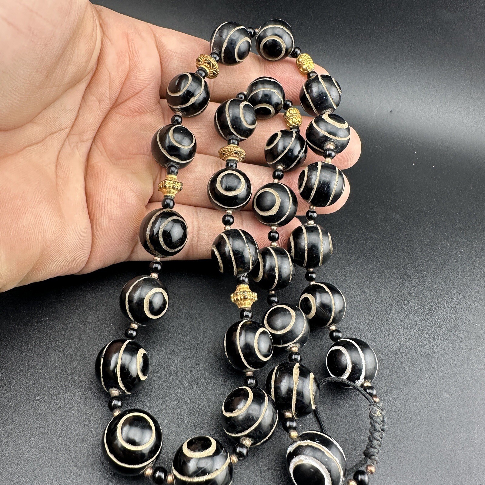 Lot 27 Ethnic Pyu Etched Agate Eye Beads Natural Stone Agate Beaded Necklace