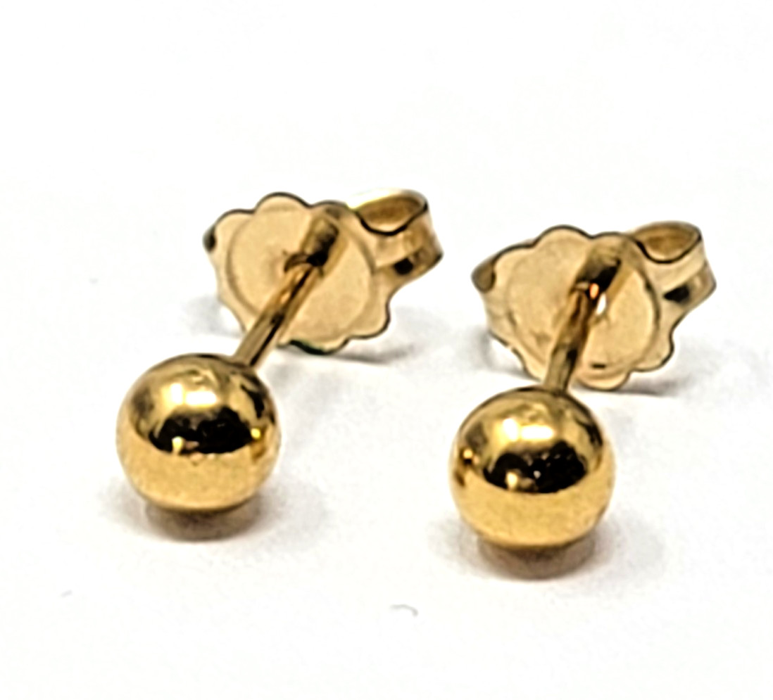 Vintage Earrings MARKED 14K GOLD FILLED Pierced Stud Ball Bead Jewelry 1/20 4mm