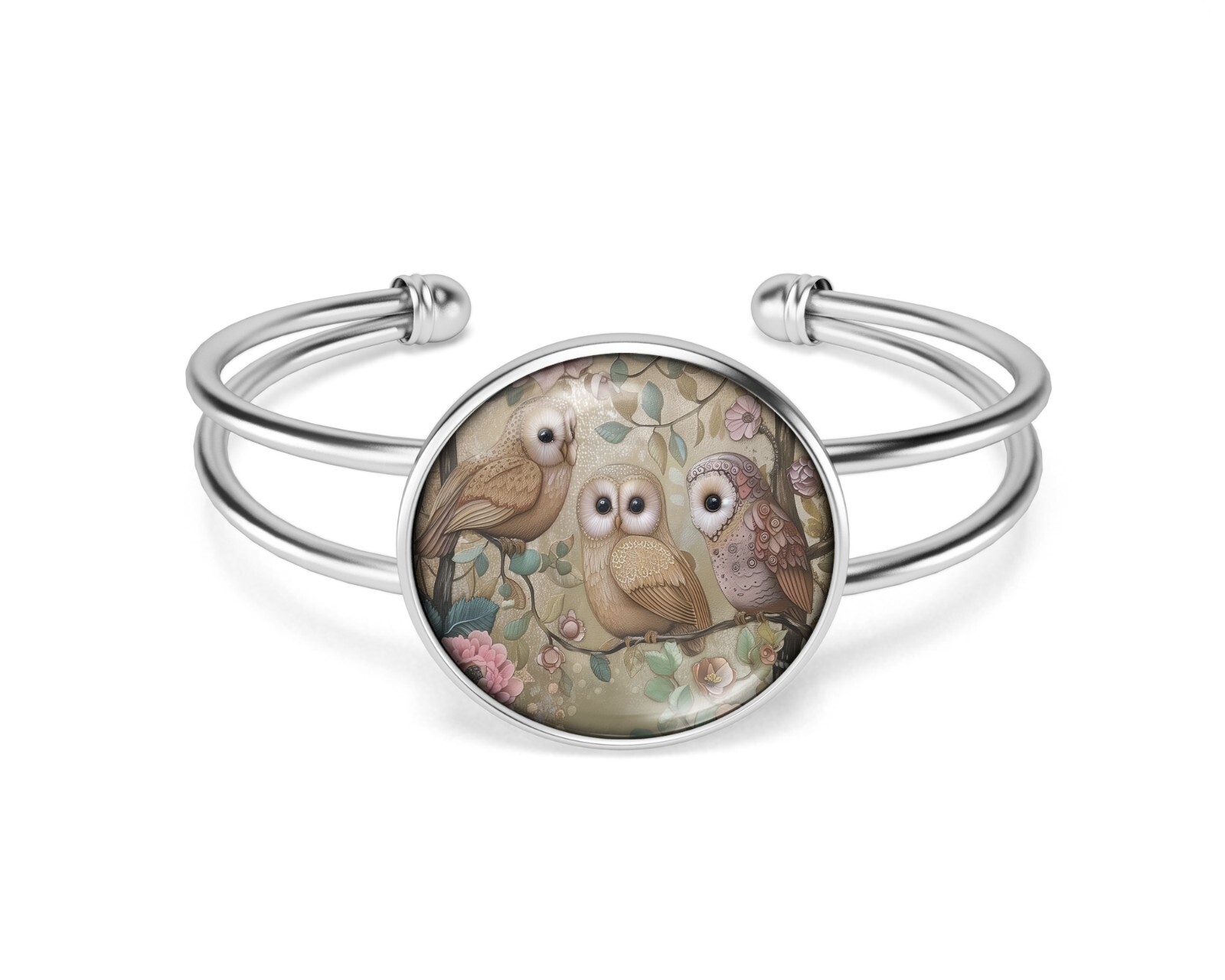 Timeless Owl Trio Bangle Cuff Bracelet Fashion Jewelry