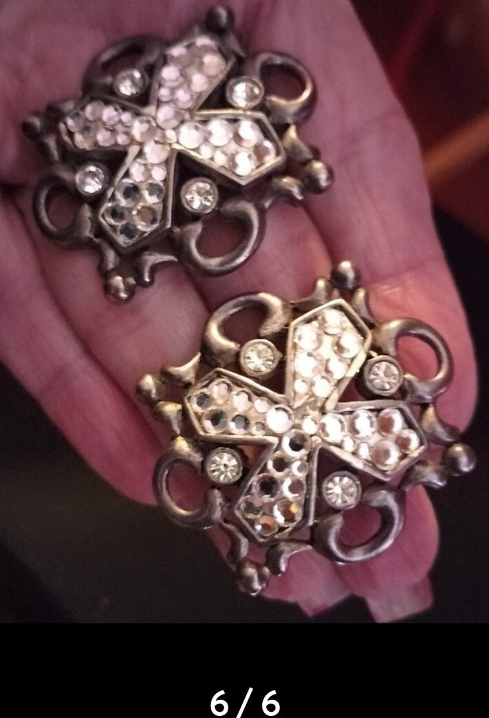 CL/VINTAGE CRAIG LEONARD CLIP ON EARRINGS/RHINESTONE/RARE!