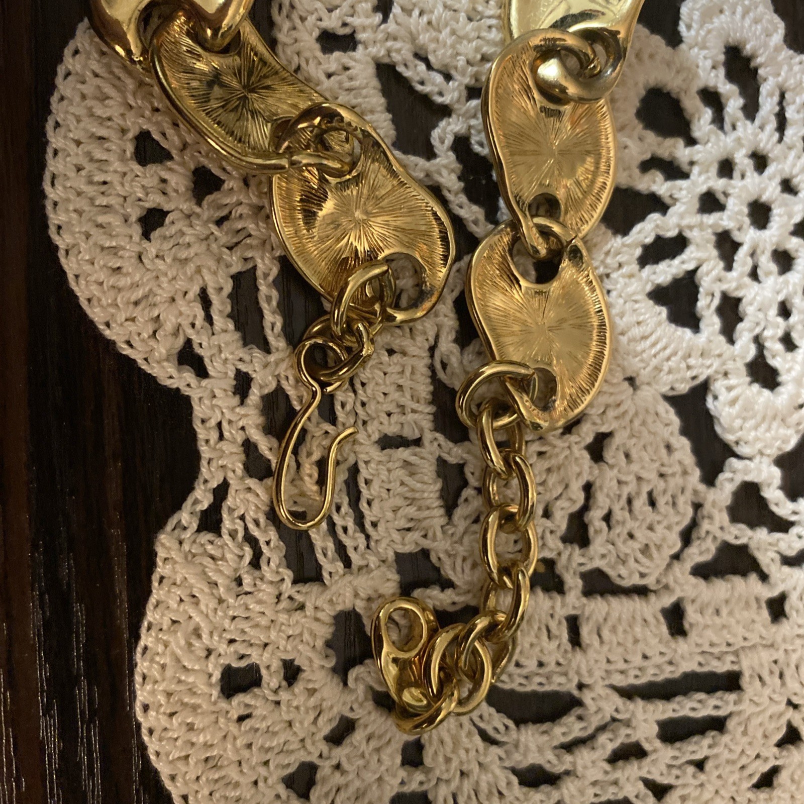 Vtg Monet Signed Gold Plate Panel Link Mariner Runway Glamour Statement Necklace
