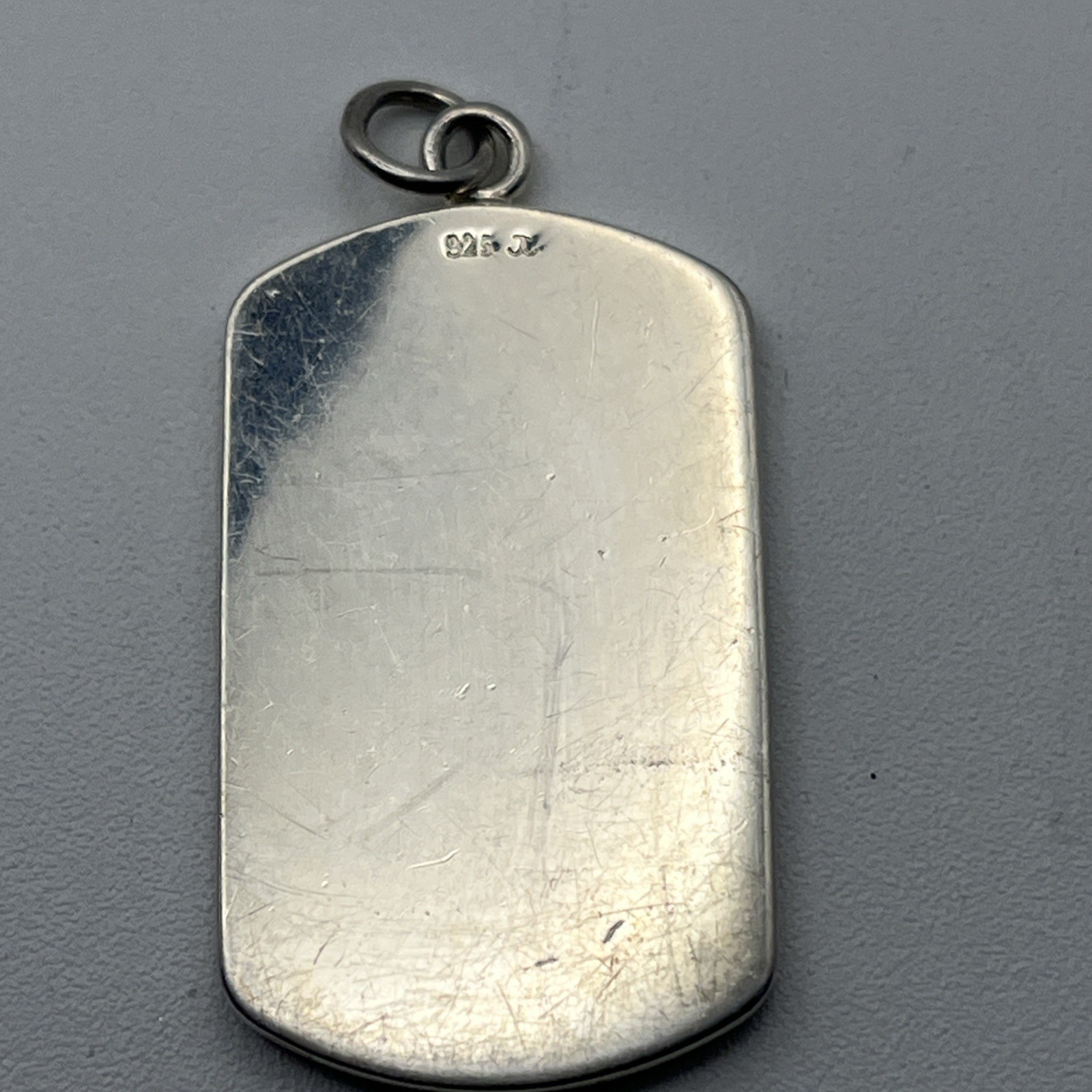 VTG Sterling Silver Cubic Zirconia American Flag Design Dog Tag Pendant